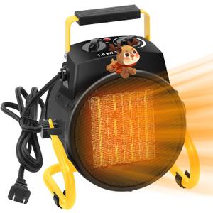 Outdoor Heaters for Patio, 1500W Electric Garage Heater with Overheat Protection, 3S Fast Heating, 3 Modes, Portable Space Heater for Patio, Garage, Greenhouse, Indoor, Black