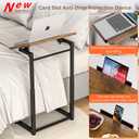 Tv Tray Table, 8-Level Adjustable Height Couch Side Table90 Tilt Angle Adjustments C-Shaped End Table, with Phone & Tablet Slot Sofa Computer Desk for Couch, Sofa, Bed, Chair, Living Room (Brown)