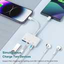 USB C & Lighting to 3.5mm Headphone Adapter, 3-in-1 USB OTG Camera Adapter & Aux Headphone Splitter, Supports Charging/Audio/Data Transfer for iPhone 17/16/15/14/13/12, Samsung Galaxy S25/24, Laptops