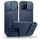 SURITCH for iPhone 13 Pro Max/12 Pro Max Case with Magnetic Camera Slide Cover and Adjustable Kickstand, Compatible with MagSafe, Shockproof Bumper Case Slim Protective Cover 6.7 Inch, Blue