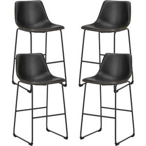 Sweetcrispy Counter Height Bar Stools Set of 4, 30 inch Height Stool Faux Leather Barstools with Back, Armless Kitchen Island Countertop Comfortable Modern Chairs with Metal Legs, Elegant Black