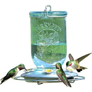 Perky-Pet 785-1SR Mason Jar Vintage Glass Hummingbird Feeder - Outdoor Garden Dcor - 32 Oz Nectar Capacity