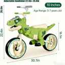 Dinosaur Balance Bike for Kids 3-5, Toddler Ride on Toy 4+ Year Old, Birthday Gift for Boys and Girls with Adjustable Handlebar, Music & Eye Flashing Lights, Carbon Steel Frame 10 Inch Wheels