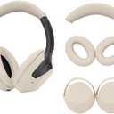 Adhiper 3Sets Silicone Sweat Case Cover for Sony WH-1000XM4 WH-1000XM3 Headphones, Silicone XM4 Earpad Cover/Ear Covers/Headband Cover Protector, Sweat Proof Soft Headphone Accessories (Off White)