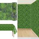 party greeting Green Moss Tablecloth Roll 100FT x 51 Inch Disposable Green Grass Plastic Table Covers Roll Leaves Wall Backdrop for Forest Jungle Plants Nature Birthday Party Decoration Favor Supplies