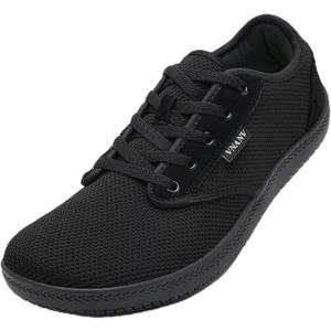 Men's Barefoot Shoes Wide Toe Box | Minimalist Zero Drop Sneakers for Walking & Gym | Breathable Mesh Cross Training Footwear | Lightweight Natural Feel for Balance & Posture (Black) 50