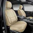 OASIS AUTO Custom Fit Seat Covers for 2019-2025 Ram 1500 2500 3500 (Crew & Quad Cab), Full Set Premium Leatherette, Waterproof Truck Protectors (Tan, for Curved Rear Seat)