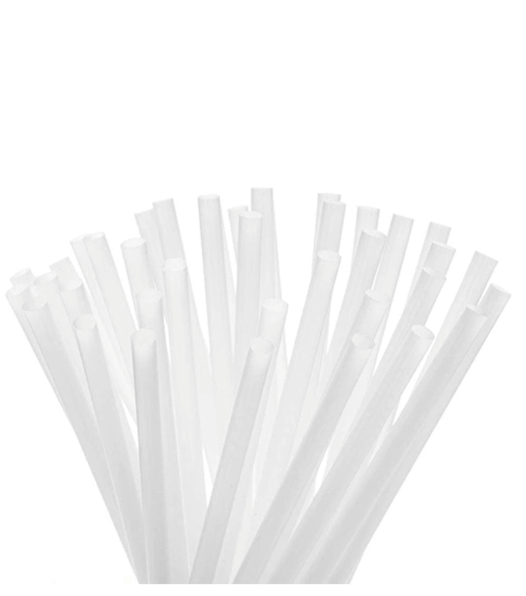White Smart Products Compostable/Biodegradable Made in USA Case of 4000 Pcs Jumbo 7.75"x0.24" White Straws