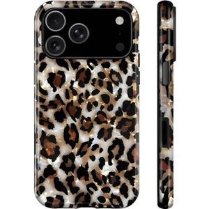 Generic Cheetah Print Case for iPhone 17 Case,Leopard Print Vintage Phone Case Dual-Layer Hard Shell+Silicone Cover-Shockproof Protective Phone Case with Stylish Designs for Women Men Boys-Gold