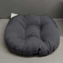 Blazing Needles Solid Twill Round Footstool Cushion, 18", Steel Grey