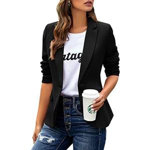 Womens Casual Blazers Long Sleeve Lapel Button Slim Work Office Blazer Jacket Size S