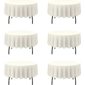 BRILLMAX 6 Pack Ivory Round Tablecloths 70 Inch for 30-48 Tables - 150 GSM Polyester Fabric, Standard Drop, Water, Stain & Wrinkle Resistant Cloth Cover for Wedding Reception Banquet Dining Party