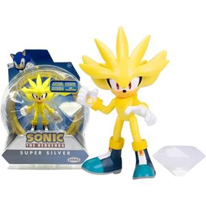 Sonic The Hedgehog 4" Articulated Action Figure Collection (Choose Figure) (Super Silver with White Emerald)