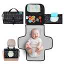 Kopi Baby Portable Diaper Changing Pad - Baby Diaper Changer Travel Bag with Wipes Pocket, Smart Design Portable Changing Mat, Infant Travel Station Kit, Gift for Newborn - Black Arrows, Classic, 
11.5"L x 7"W x 1.5"H