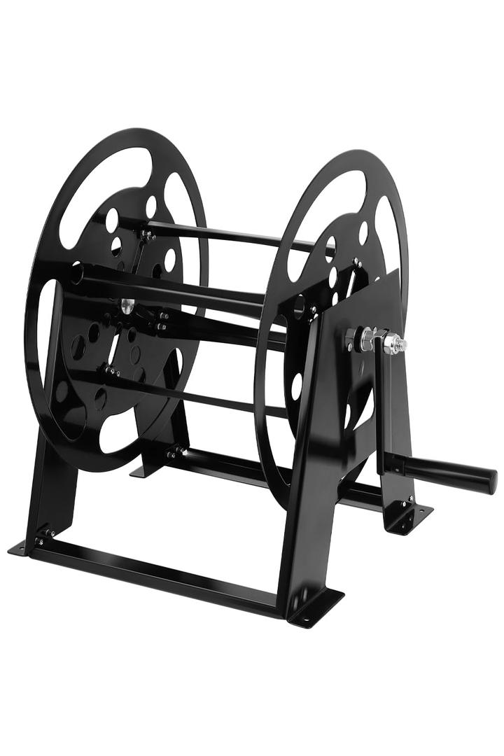 Dollate RV Extension Cord Reel Stand, Up to 200 Feet of 15A (12/3 AWG) Metal Reel Frame with Foldable Handle, Metal Heavy Duty Power Cord Storage Reel with Durable Bearings  Anti-rust Coating