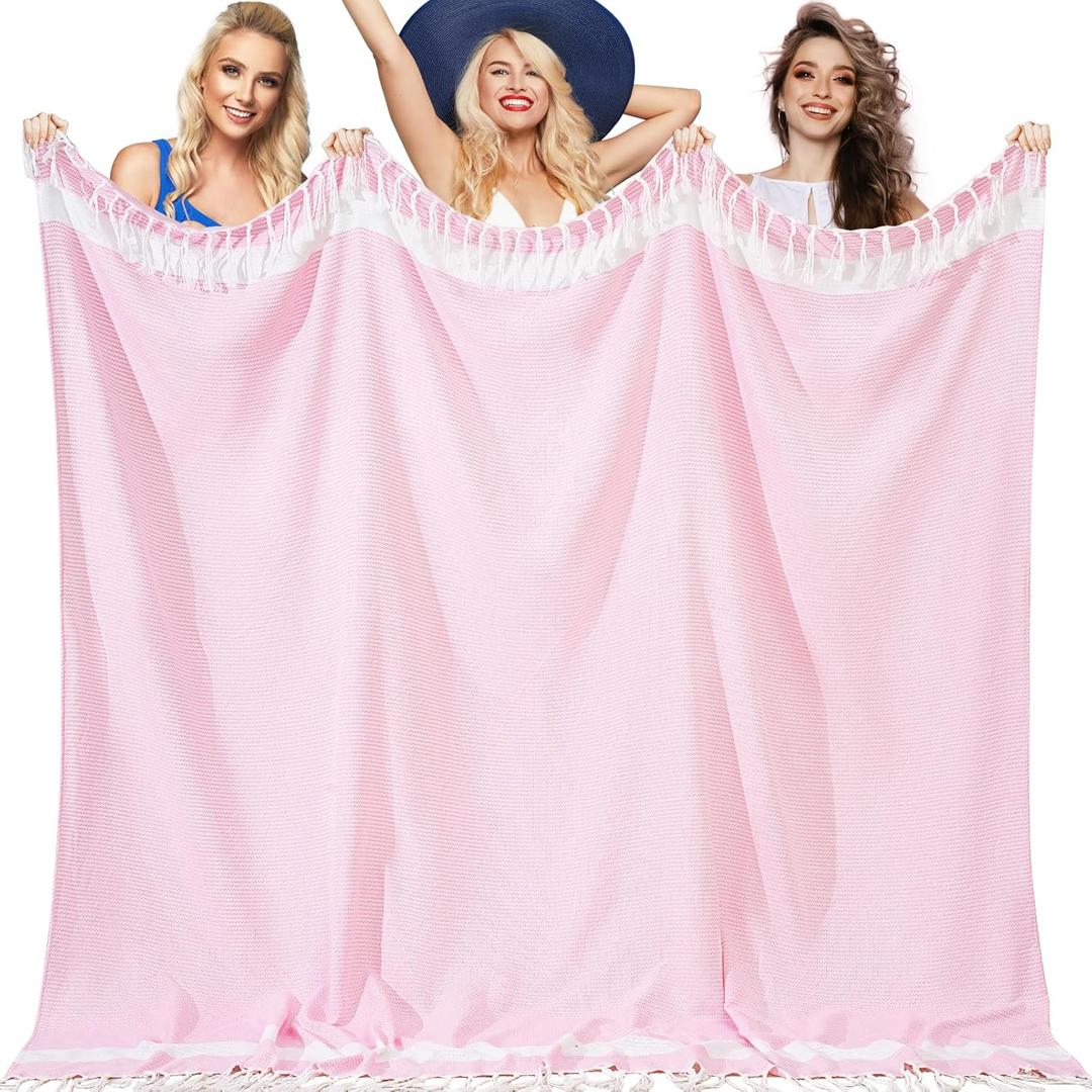 Genovega Oversized Giant Turkish Beach Towel Blanket Extra Large XXL Lightweight Quick Dry Sand Free Boho Throw Pool Cloud Sandrpoof Blankets Women Men Big Jumbo Wide 2 Person Size Dot Pinks