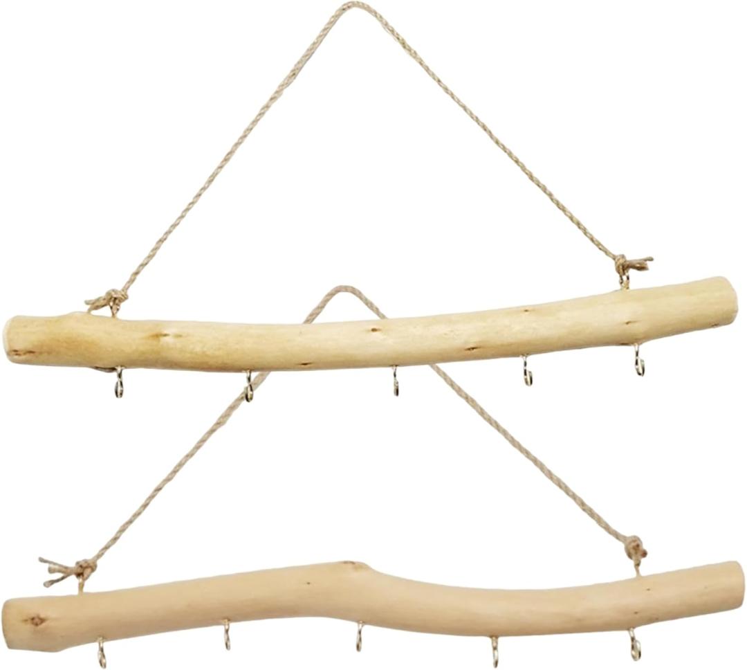 YZHZOM 4pcs 15 inch Natural Driftwood wall hanging decor driftwood Decorative Branches Jewelry Hanger Rustic Wood Logs Hanging Branch Decor