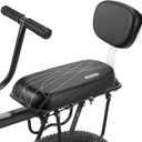 Kids Bike Seat with Backrest, Child Bicycle Rear Seat Cushion with Safety Armrest, PU Leather Soft Padded Passenger Saddle for E-Bike Mountain Bike, Fits Kids Over 5 Years Old