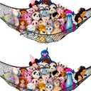 Lilly's Love Stuffed Animal Hammock | Corner Hanging Organizer, Toy Storage, Stuffed Animal Storage Net | Made from Quality Fishing Net, Holds 12lbs | 67"x47"x47" (Black, 2 Pack)