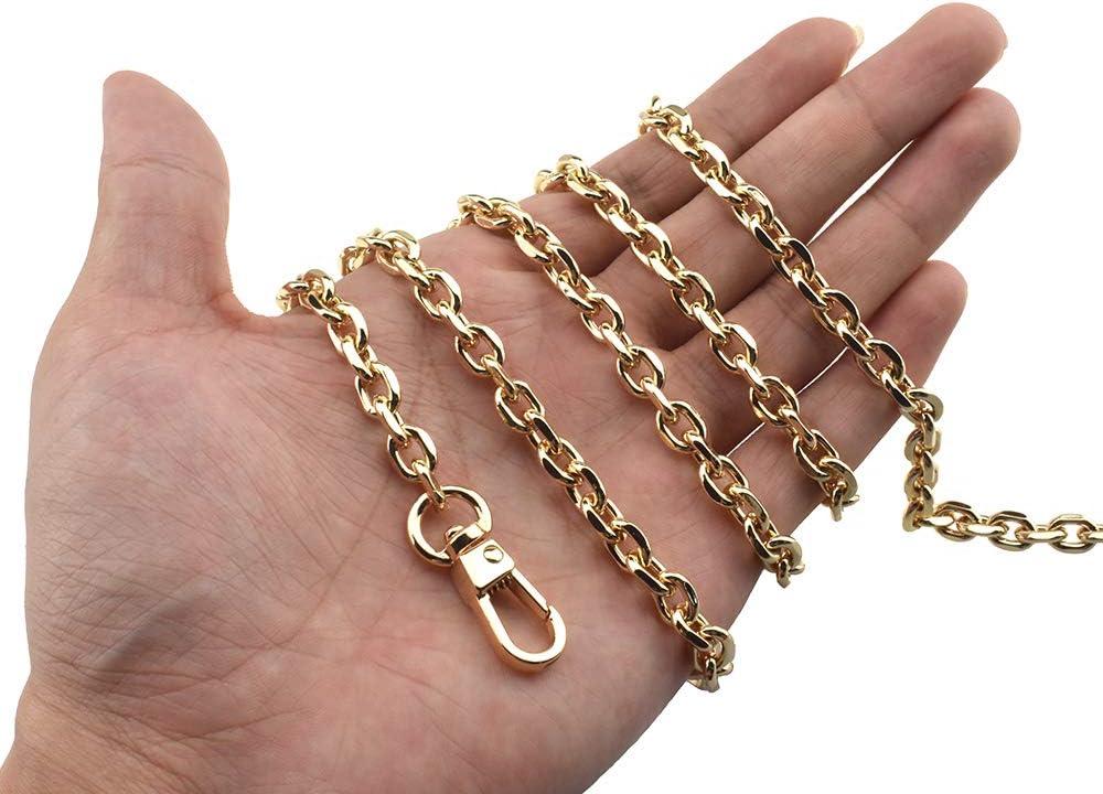 HAHIYO Mini Pochette Purse Chain Strap Thin Wide 6mm for LV Length 31.5 inches Thick 2mm Shiny Gold for Shoulder Cross Body Sling Handbag Wallet Clutch Comfortable Flat Metal Strap 1 Pack