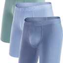DAVID ARCHY Mens Underwear Boxer Briefs Lightweight Breathable Soft Moisture-Wicking with Fly Underwear for Men Multipack (Blue, XXL)