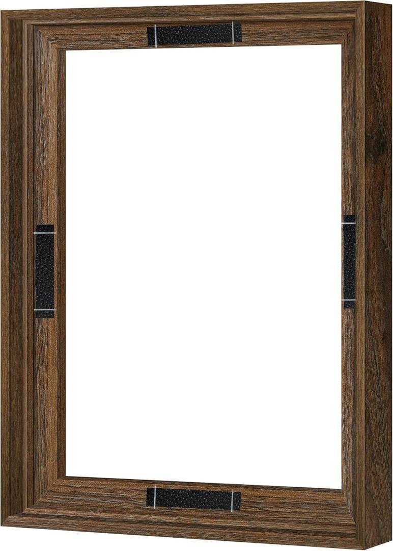 Abtgt 11x14 Canvas Floating Frame with 0.9" Deep, Brown Floater Frame for Canvas Paintings with Adhesive, Vertical or Horizontal Wall Art frame for Prints Oil Painting Diamond Decor, 1 Pack.