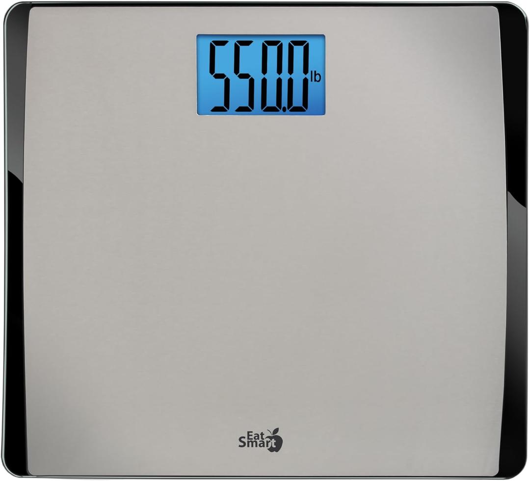 Eat Smart Precision 550 Pound Extra-High Capacity Digital Bathroom Scale, Extra-Wide Platform, Stainless Steel Body Weight Scale with Step-On Tech, Silver (1 Count (Pack of 1))