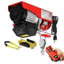 Partsam Electric Hoists 1320lbs Automatic Lift Cable Hoist with Wireless Remote Control 110V Overhead Crane Garage Ceiling Pulley Winch w Towing Strap Sling, Electric Wire Rope Hoist,38ft Lift Height