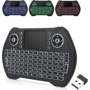 EASYTONE Backlit Mini Wireless Keyboard with Touchpad Mouse Combo Remote Control with Rechargeable Li-ion Battery and Multimedia Keys for Android TV Box HTPC PS3 Smart TV PC X-Box Linux Windows MacOS