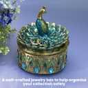 Bits and Pieces Peacock Jewelry Box for Women Small Keepsake Box with Peacock Figurine Lid - Decorative Boxes for Home Decor