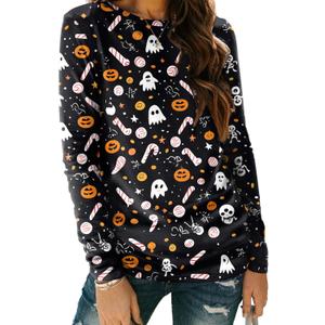 AUTOMET Womens Basic Long Sleeve Crewneck, Plus Size Winter & Spring Top, Casual Fall Tee for Teacher & Everyday Outfits (Medium, Pumpkin)