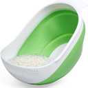 Kitchen Gizmo Collapsible Rice Strainer - Silicone Rice Washer Strainer Bowl - BPA Free - Space Saving Design - Lightweight and Easy to Clean - 9.1 x 7.1in High - Green/Grey