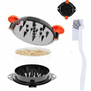 Chicken Shredder Tool Twist Pro - Large Meat Shredder for Chicken Breast, Pulled Pork, Beef with Upgraded Stainless Steel Spikes Wall Mounted Design BPA-Free Kitchen Essentials Gadgets (Orange/Black)