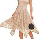 Meetjen Women's Lace Cocktail Party Dress 2026 Handkerchief Hem Bridesmaid Prom Formal Dresses for Wedding Guest (M)