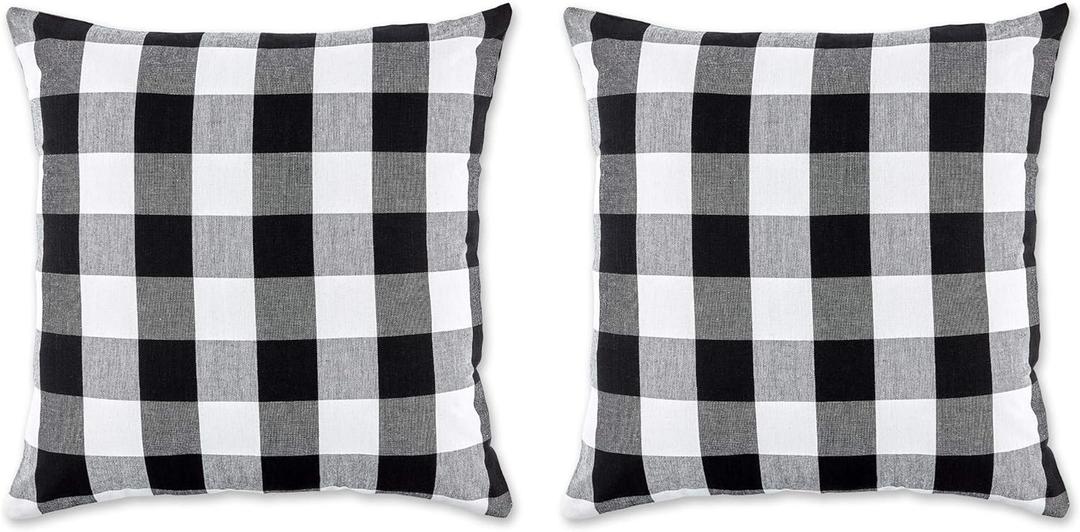 DII 100% Cotton Buffalo Check Pillow Cover Set, Black, 20x20, 2 Piece