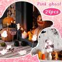 2 x Soulchen 24 Pcs Glitter Pink Ghost Centerpiece Sticks Halloween Ghost Boo Theme Party Table Topper Centerpiece Decorations for Halloween Party Baby Shower Supplies