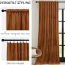 RYB HOME Fall Curtains Burnt Orange Velvet Curtains, Light Blocking, Thermal Insulated, Terracotta Luxury Window Treatment Privacy Backdrops for Bedroom Living Room, 52 inch x 84 inches, 2 Panels