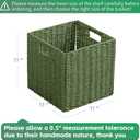 11x11x11 Cube Storage Bins Set of 4, Storage Baskets for Shelves, Green