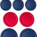Replacement Lids for Pyrex Glass Food Storage Containers Round (2) 7202-PC 1 Cup (3) 7200-PC 2 Cup (2) 7201-PC 4 Cup (2) 7402-PC 6/7 Cup Red Blue