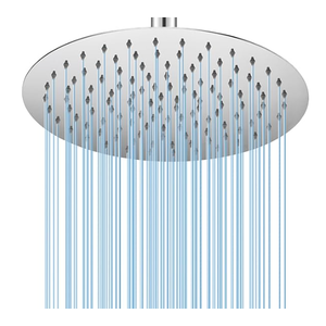 Rainfall Shower head, 12 Inch Round Shower Head, Wall or Ceiling Mounted Ultra Thin Stainless Steel High Pressure Shower Head with Touch-Clean Nozzles, Brushed Brass, Silver