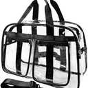 Large Clear Tote Bag 20” for Duffle, Clear Beach Bag for Travel Work, Big Transparent See Through Plastic Bags for Gym Toiletry Makeup Organizer
