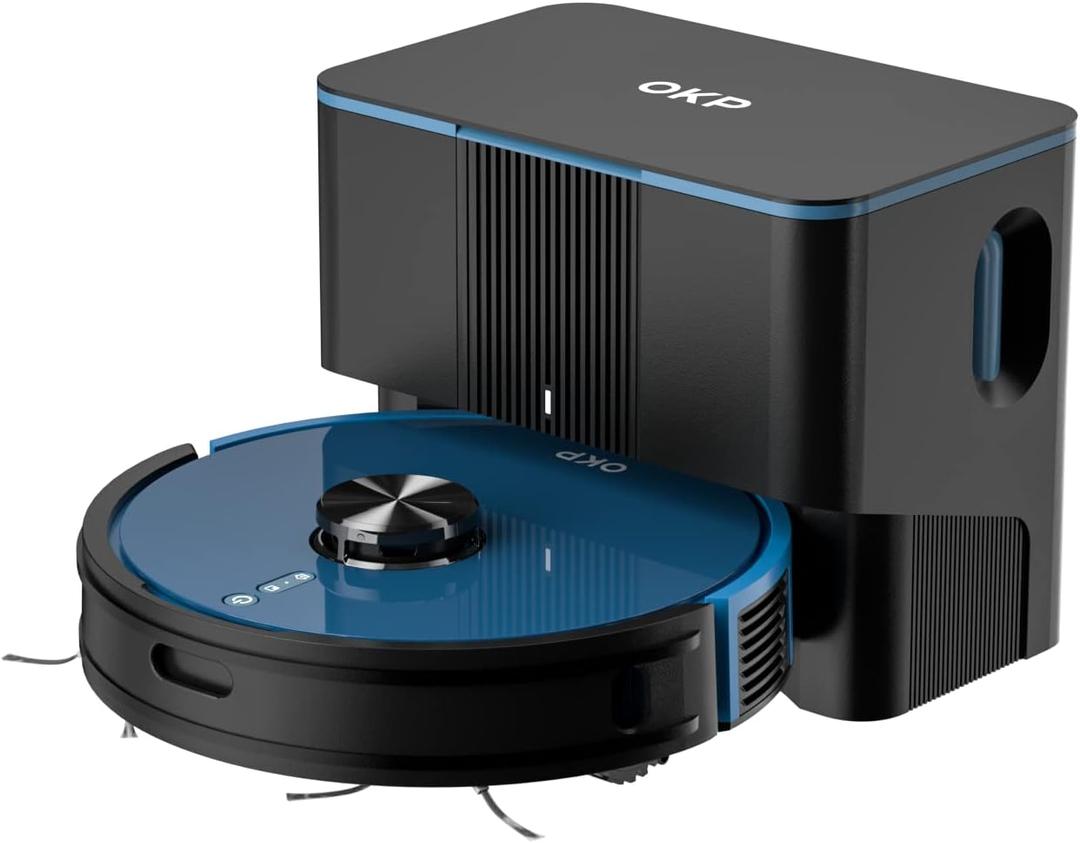OKP Robot Vacuum L3, 4000Pa Suction, 200min Runtime, 90-Day Self-Emptying Dock, Lidar Navigation, Silent 52dB, WiFi/App/Alexa Control, Smart Home Mapping Robotic Vacuum for Pet Hair, Carpet, Floors (dark blue)