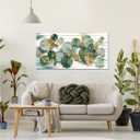 Tarfupth Large Green Botanical Wall Art for Living Room Leaf Nature Artwork Modern Teal Plant Wall Decor for Bedroom Office Canvas Prints 20"x40" Ready to Hang