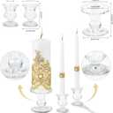 Unity Candle Holder - Glass Candle Holders for Pillar Candles Taper Candles, Glass Candlestick Holders Set of 3, Decorative Clear Glass Candlestick Holder for Wedding Table Dinning Church Centerpiece