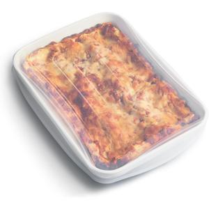 Stasher Reusable Silicone Stretch Lid for Casseroles, Pans, Baking DishesRectangle Replacement Lid, 9x13, Stretchable, Leak-Free, Microwave Safe, Dishwasher Safe, Food Cover, Eco-Friendly, Clear