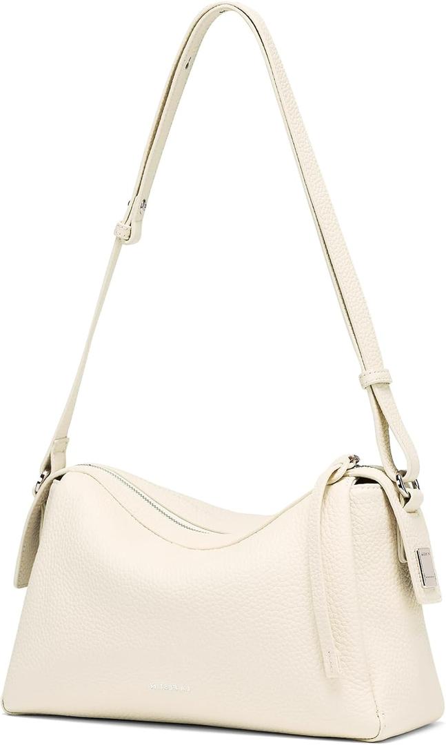 LA FESTIN Crossbody Bags for Women Genuine Leather Shoulder Bag Designer Handbags Small Hobo Bags with Adjustable Strap (White)