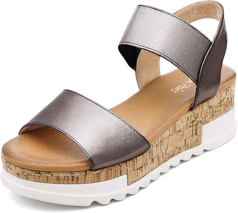 DREAM PAIRS Women's Open Toe Casual Platform Sandals 8.5 size Pewter DREAM PAIRS Women's Open Toe Casual Platform Sandals 8.5 size Pewter