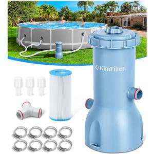 KimFilter Pro Series 1000 GPH Above Ground Pool Filter Pump, Powerful Pool Cartridge Filter Pump, Water Circulation and Filtration System -Improved Water Clean & Clarity, Pools Pumps Above Ground-Blue