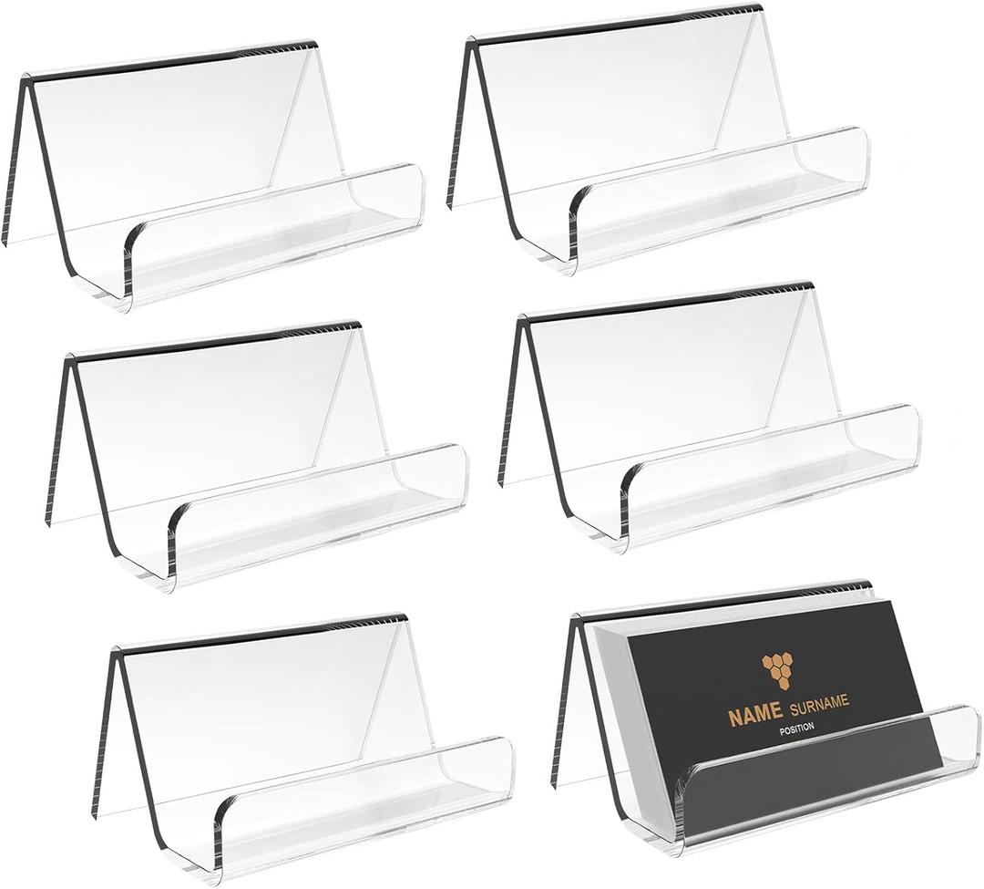 Acrylic Business Card Holder for Desk, Business Card Stand Desktop Business Card Holders for ExhibitionOffice Acrylic Business Card Stand Display Capacity: 50 Cards 6 Pack