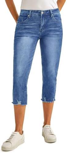 luvamia Jean Capri Pants for Women High Waisted Ripped Skinny Jeans Stretchy Denim Capris Cropped Jeggings with Pockets, Size Unknown